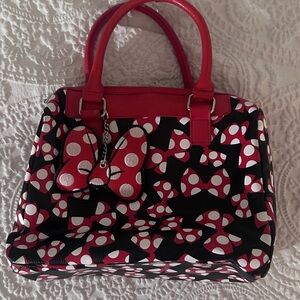 Stylish Red and Black Bow Patterned Handbag